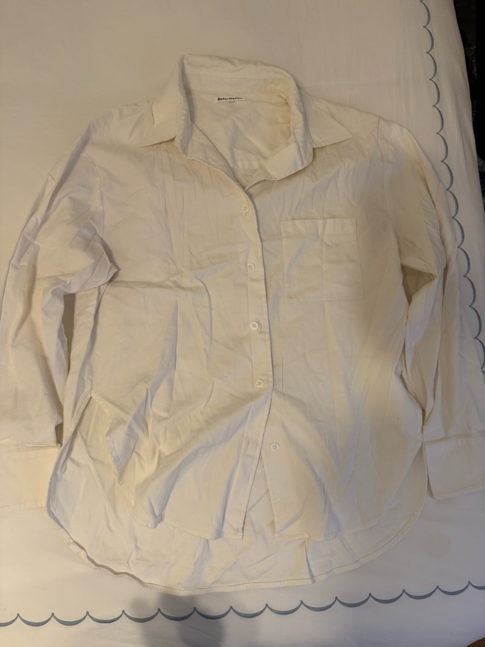 Reformation Women's White Button-Down Shirt
